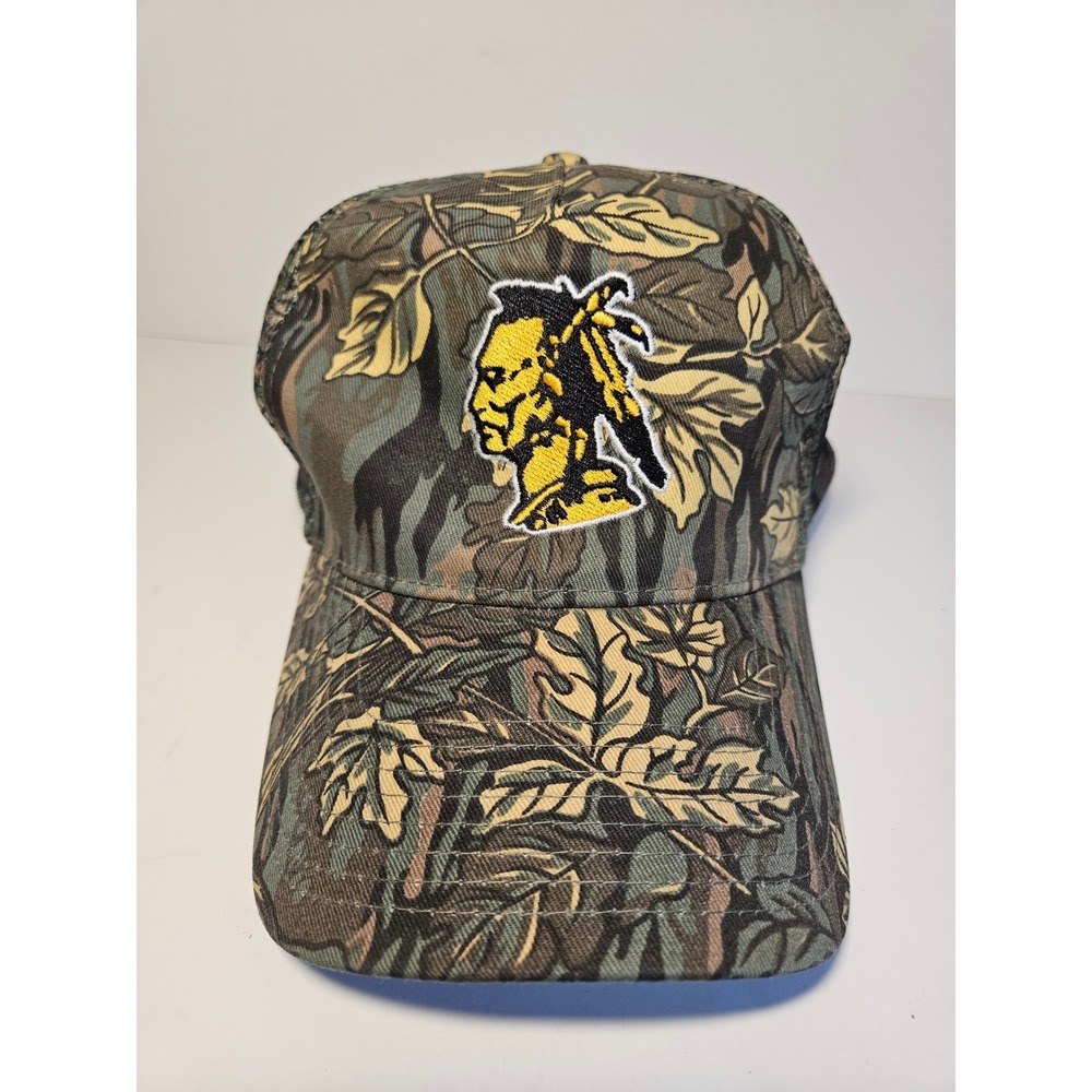 Otto Collection Camo Trucker Hat Native American Chief Patch Snapback Mesh Cap